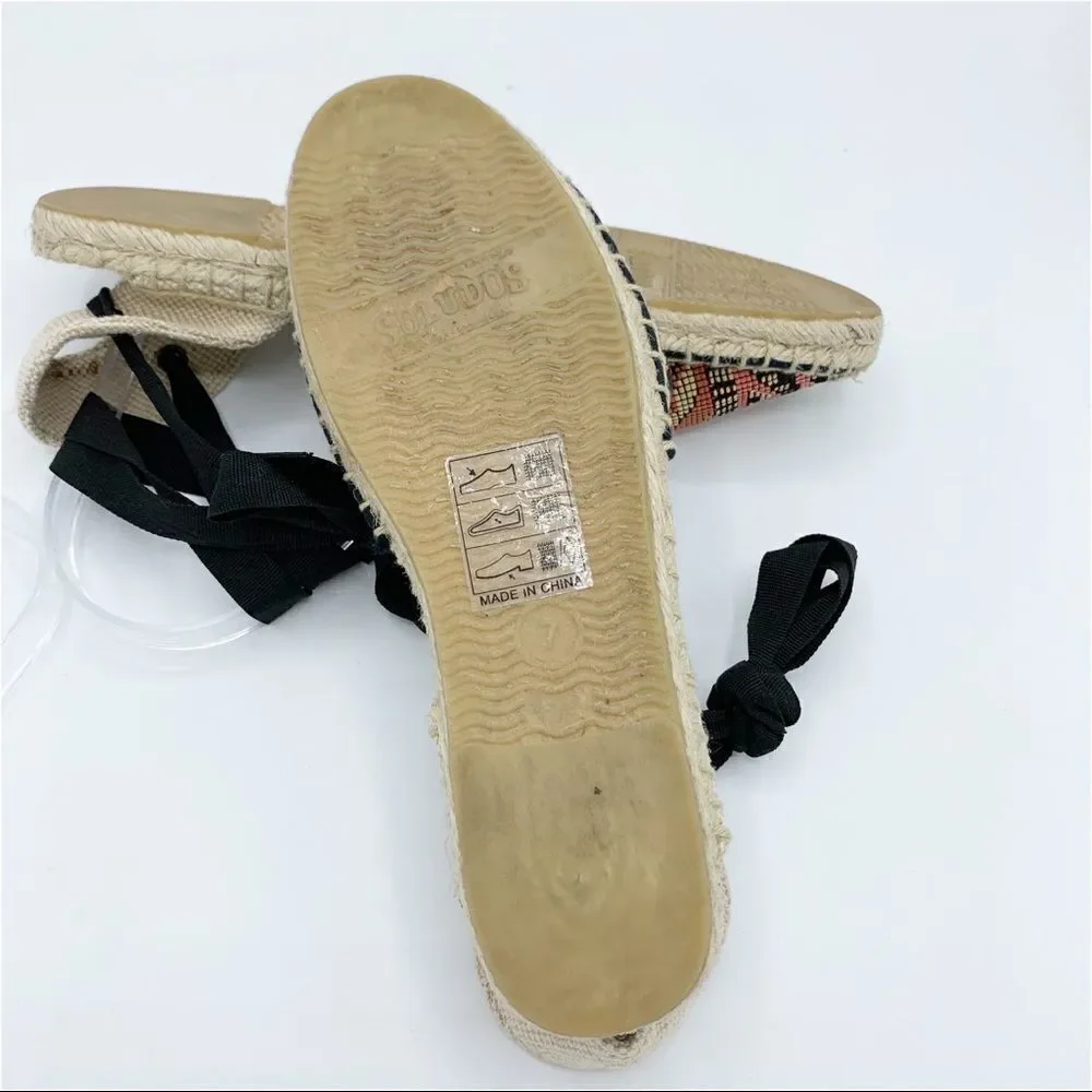 Soludos Colorful Low Heel Lace Up Espadrilles Sz 7I‎